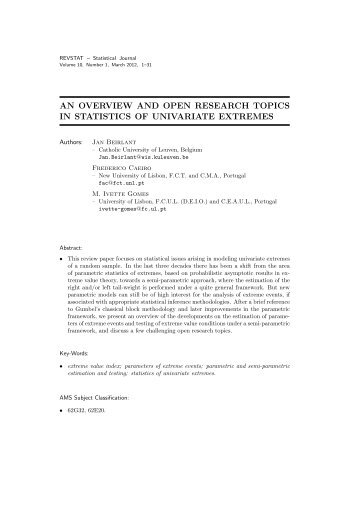 An overview and open research topics in statistics of univariate ...