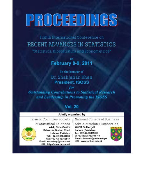 RECENT ADVANCES IN STATISTICS - ISOSS-Islamic Countries