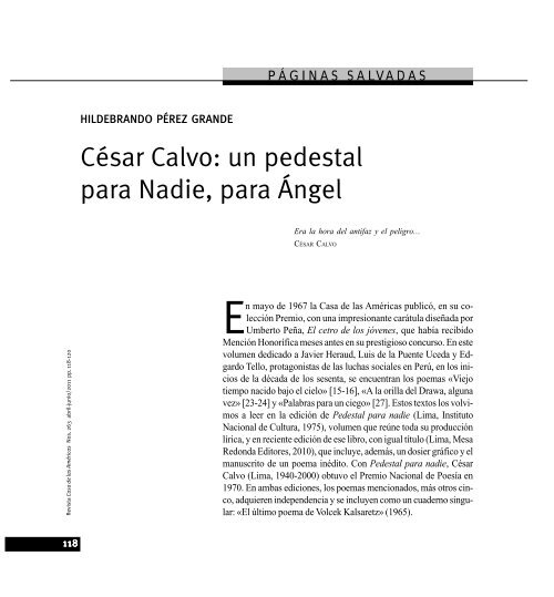 César Calvo - Casa de las Américas