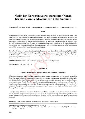 Kleine-Levin Sendromu - Düşünen Adam Psikiyatri ve Nörolojik ...