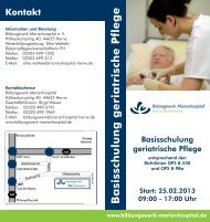 Flyer Fachweiterbildung geriatrische Pflege - Marienhospital Herne