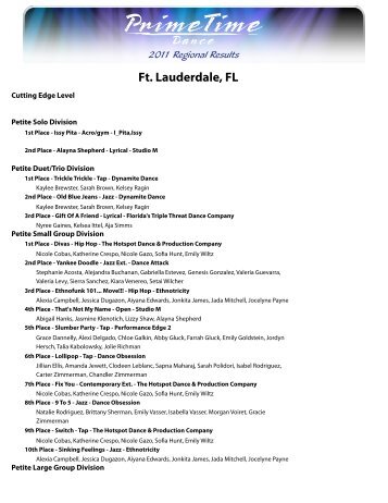 PT 2011 Results Ft. Lauderdale - PrimeTime Dance Competition