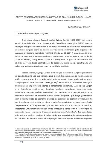 Breves considerações sobre a questão do realismo em György Lukács