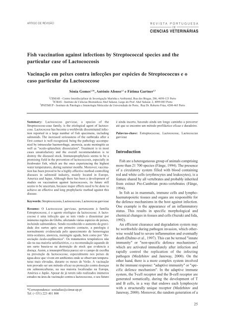 Fish vaccination against infections by Streptococcal species and the ...