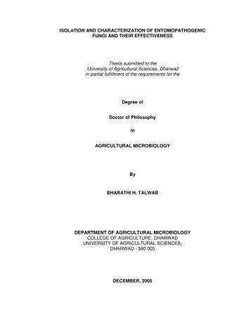 ISOLATION AND CHARACTERIZATION OF ENTOMOPATHOGENIC ...