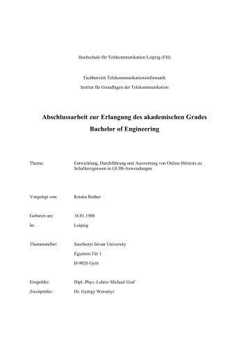 Abschlussarbeit zur Erlangung des akademischen Grades Bachelor ...