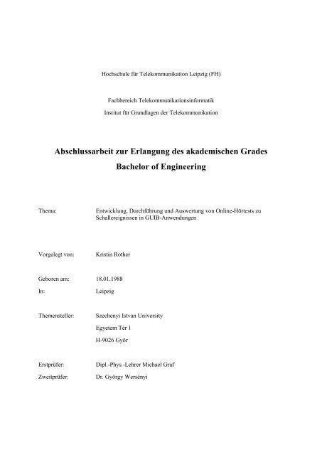 Abschlussarbeit Zur Erlangung Des Akademischen Grades Bachelor ...