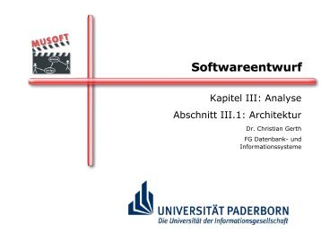 Softwareentwurf - Datenbank- und Informationssysteme - Universität ...