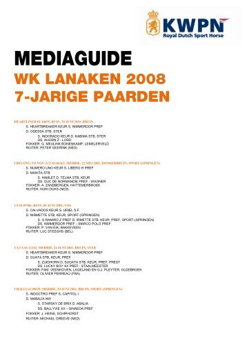 Mediaguide WK Lanaken 7-jarigen - KWPN