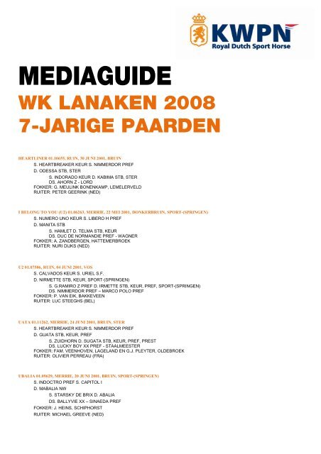 Mediaguide WK Lanaken 7-jarigen - KWPN