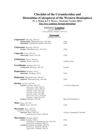 Checklist of the Cerambycidae - Cerambycoidea.com