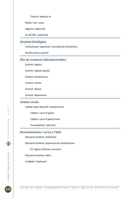 plans de cures estandarditzats per a malalts hospitalitzats