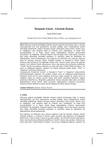 İletişimde Felsefe - Felsefede İletişim - Institute of Language and ...