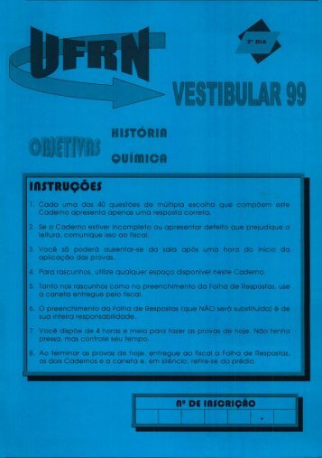 Vestibular 1999- Provas de História e Química. - Comperve