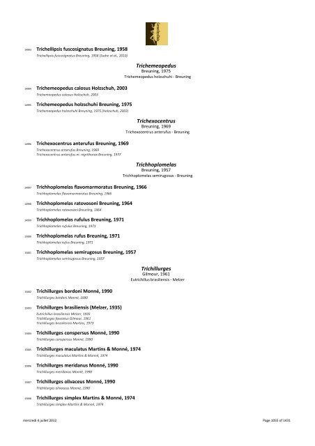 Catalogue Lamiinae - The world of Prioninae Delahaye 2012