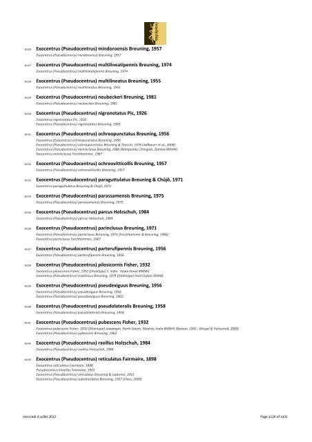 Catalogue Lamiinae - The world of Prioninae Delahaye 2012