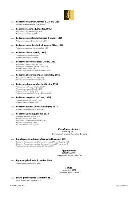 Catalogue Lamiinae - The world of Prioninae Delahaye 2012