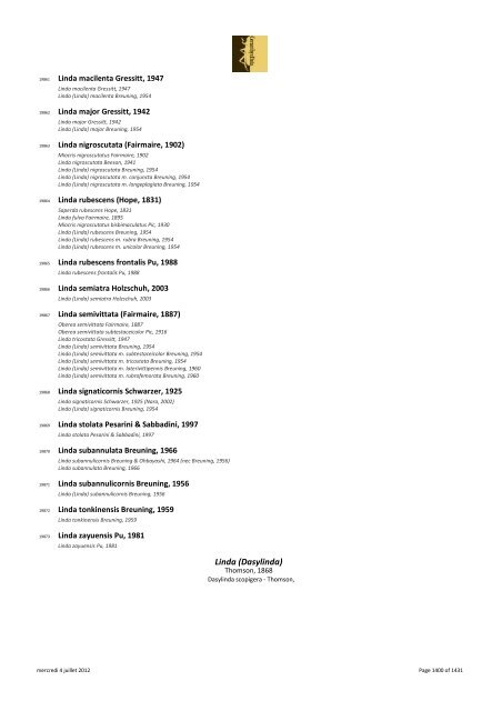 Catalogue Lamiinae - The world of Prioninae Delahaye 2012