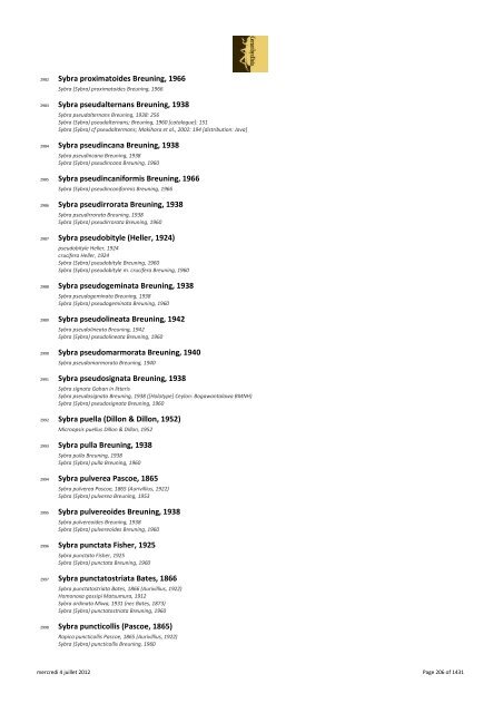 Catalogue Lamiinae - The world of Prioninae Delahaye 2012