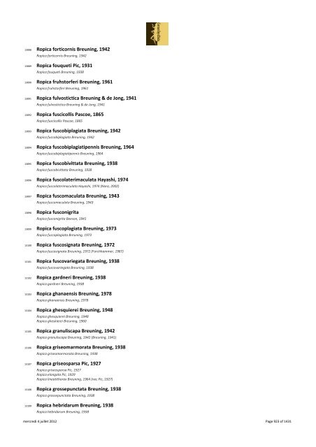 Catalogue Lamiinae - The world of Prioninae Delahaye 2012