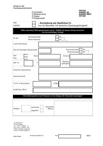 - Anmeldung als Gasthörer/in - Staatliche Akademie der Bildenden ...