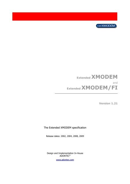 The Extended Xmodem Protocol Adontec