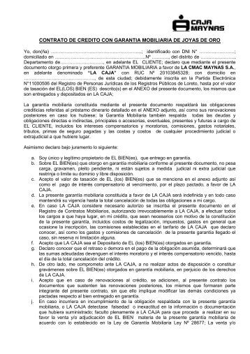 Modelo Contrato De Prestamo Con Garantia Prendaria 