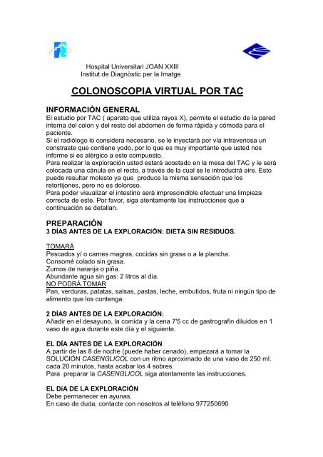 Dieta sin residuos colonoscopia