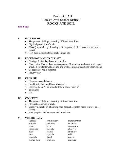 Rock Observation Chart