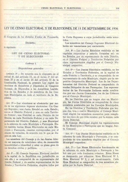 LEY DE CENSO ELECTORAL Y DE ELECCIONES - Consejo ...