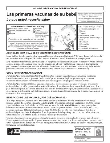 Your Baby's First Vaccines - Spanish - Immunization Action Coalition