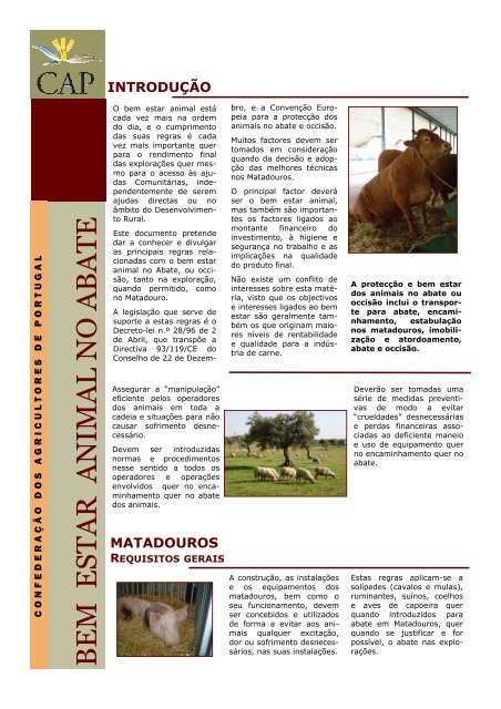 Manual - Bem-Estar Animal no Abate - CAP - Agricultores de Portugal