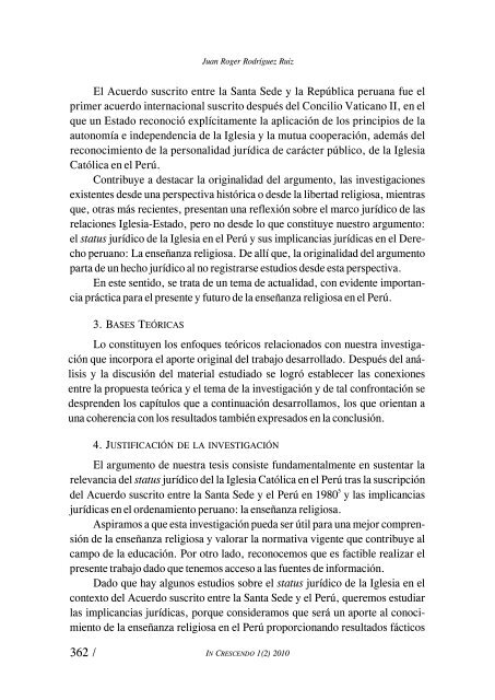 / 359 EL ESTATUS JURÍDICO DE LA IGLESIA ... - Revista Peruana