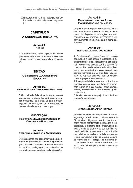 Regulamento Interno - escolas: EB 2, 3 de Gondomar