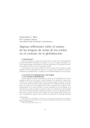 Algunas reflexiones sobre el estatus de las lenguas de senãs de los ...