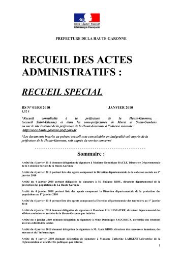 recueil special - Portail de la Haute-Garonne