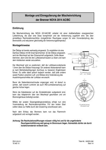 Montage und Einregulierung der ... - ABIC Brennertechnik GmbH