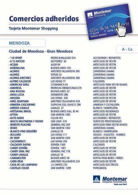 Page 1 Comercios adheridos Tarjeta Montemar Shopping ...