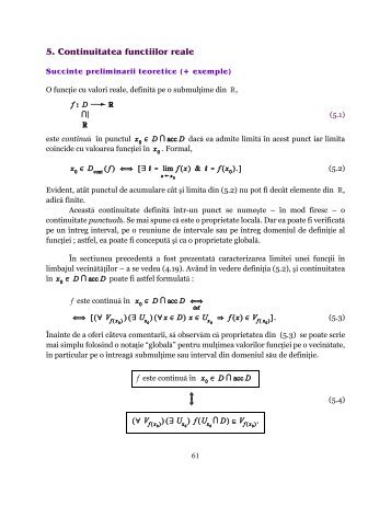 5. Continuitatea functiilor reale