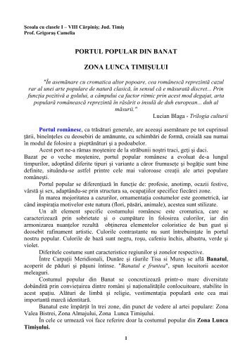 portul popular din zona lunca timisului banat - Didactic.ro