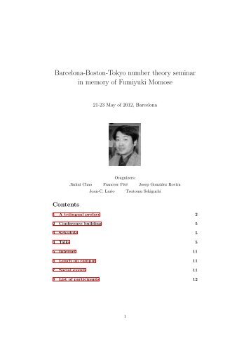 Barcelona-Boston-Tokyo number theory seminar in memory of ...