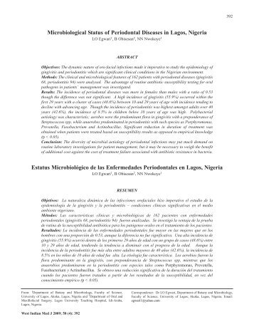 Microbiological Status of Periodontal Diseases in Lagos, Nigeria ...