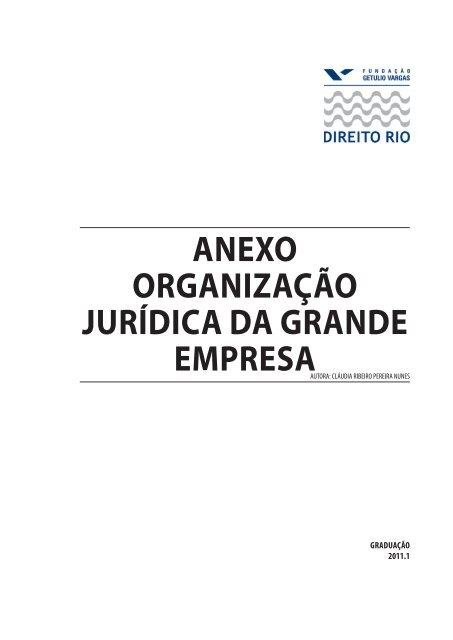 Organização Jurídica da Grande Empresa - Fundação Getulio Vargas