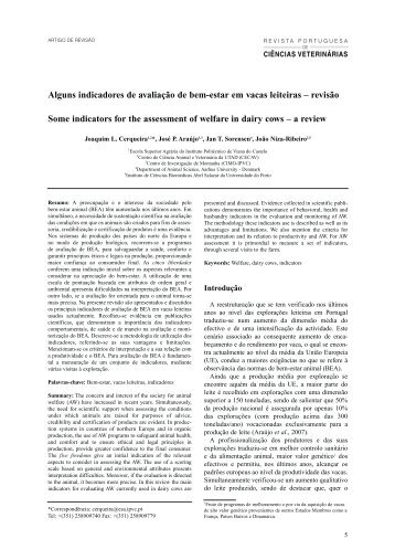 Alguns indicadores de avaliação de bem-estar em vacas leiteiras ...