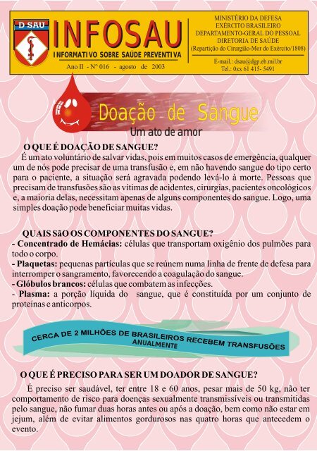 Nº 016 - Doação de Sangue - Diretoria de Saúde (DSau)