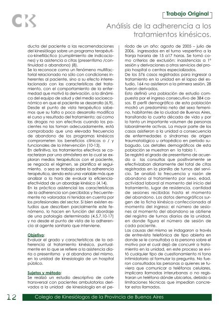 Revista Kinesiologos 26 - Colegio de Kinesiólogos de la Provincia ...