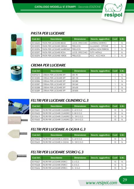 CATALOGO MODELLI E STAMPI - Resipol