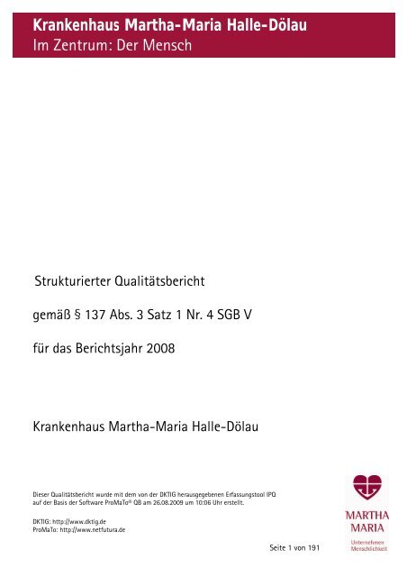 Krankenhaus Martha-Maria Halle-DÃ¶lau Im Zentrum: Der Mensch