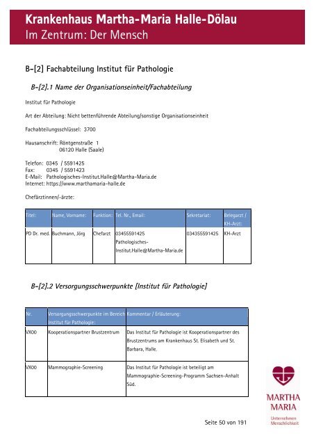 Krankenhaus Martha-Maria Halle-DÃ¶lau Im Zentrum: Der Mensch