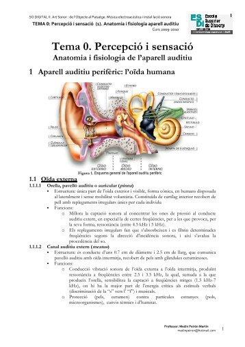 Anatomia i fisiologia de l'aparell auditiu. Anatomy and physiology of ...